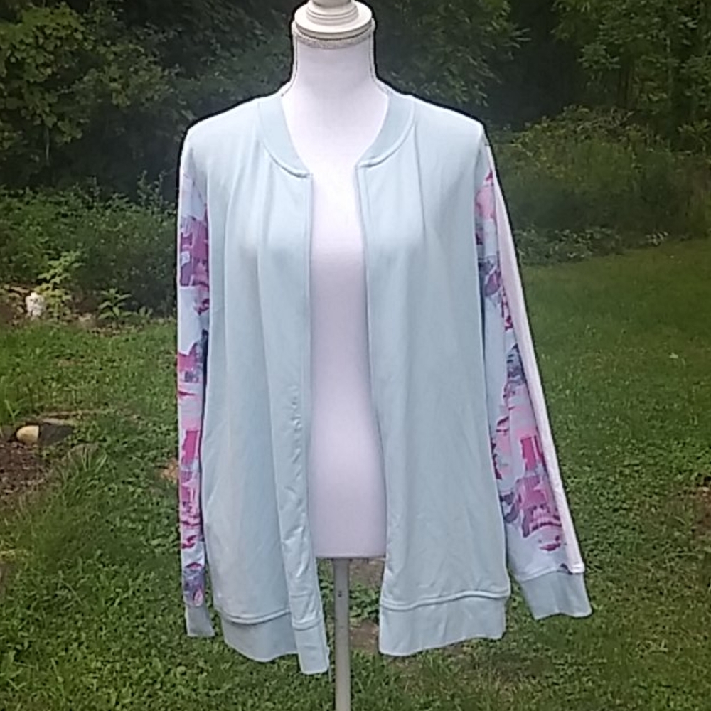 NEW Denim & Co. Bomber Jacket W/Print Detail - Picture 2 of 10